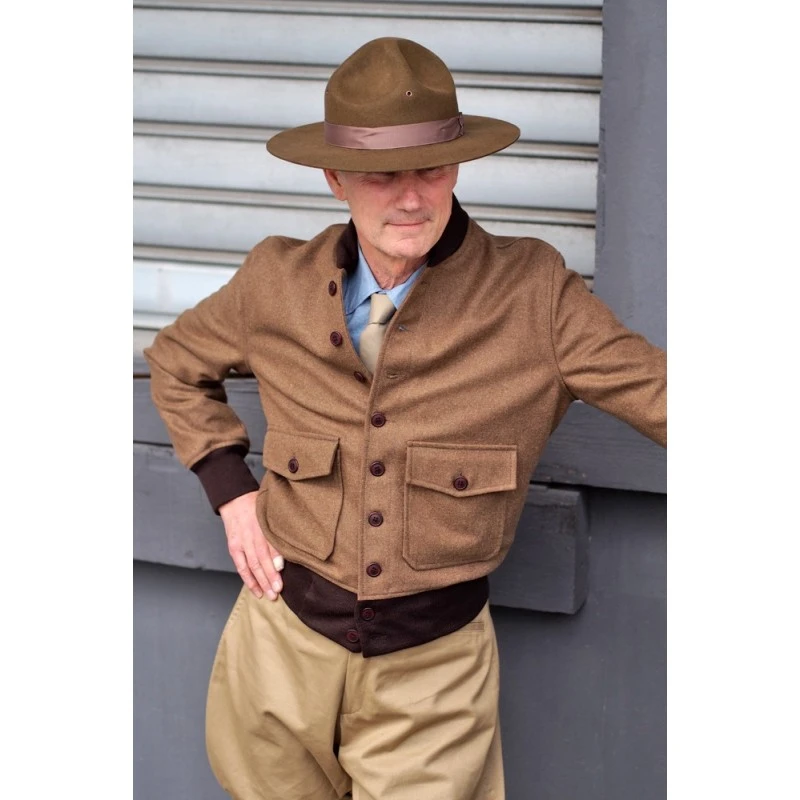 BLOUSON TYPEA1 LAINE "COL CHALE" MARRON 2 BLOUSON TYPEA1 LAINE "COL CHALE" MARRON – Image 2